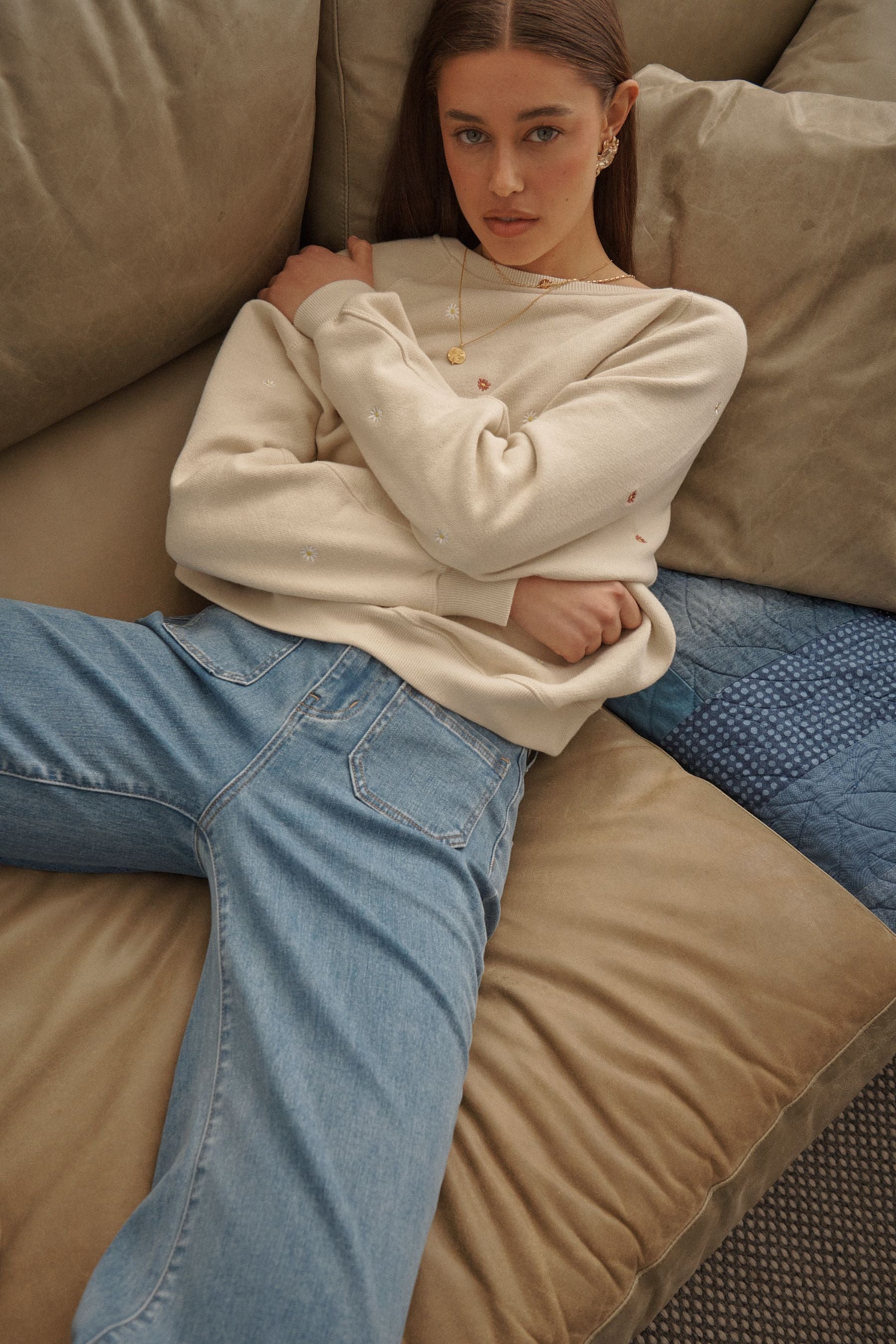 Patti Sweatshirt | Daisy - Vanilla