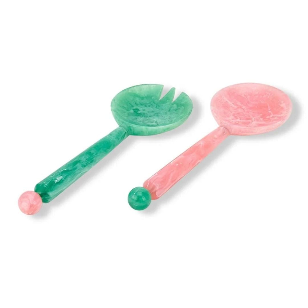 Resin Salad Servers | Pink &amp; Green