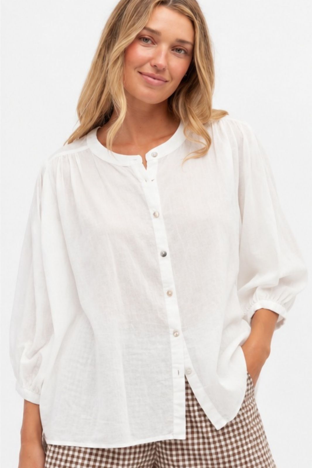 Cotton Batwing Blouse | White