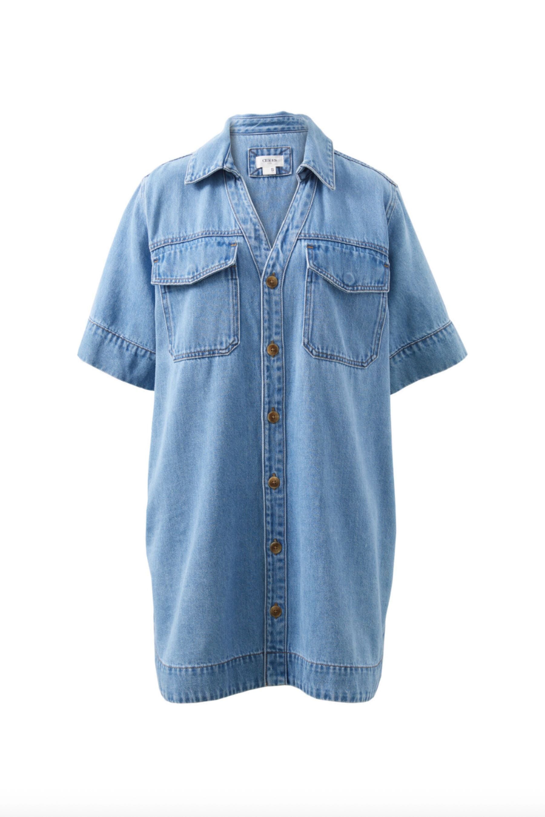 Sammy Relaxed Shirt Dress | Mid Vintage Blue
