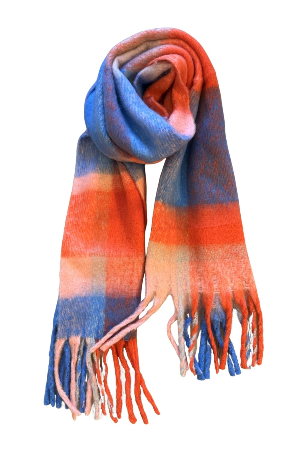 Check Scarf | Orange + Blue