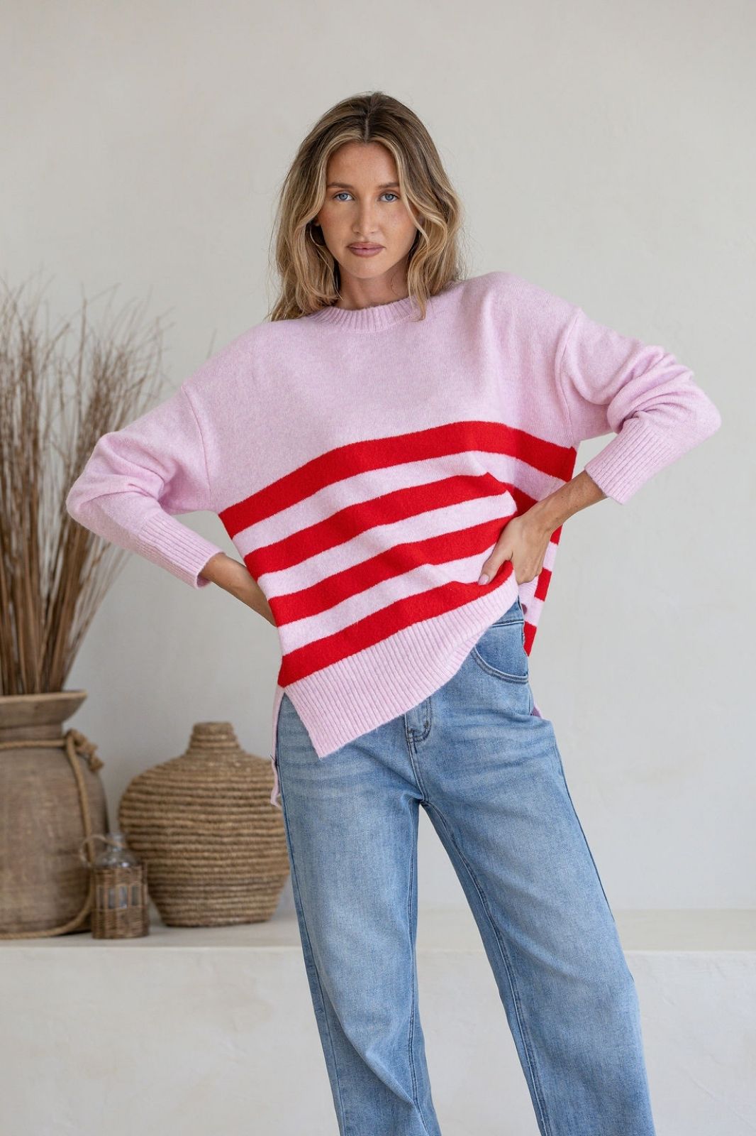 Stripe Manor Knit | Pink/Red