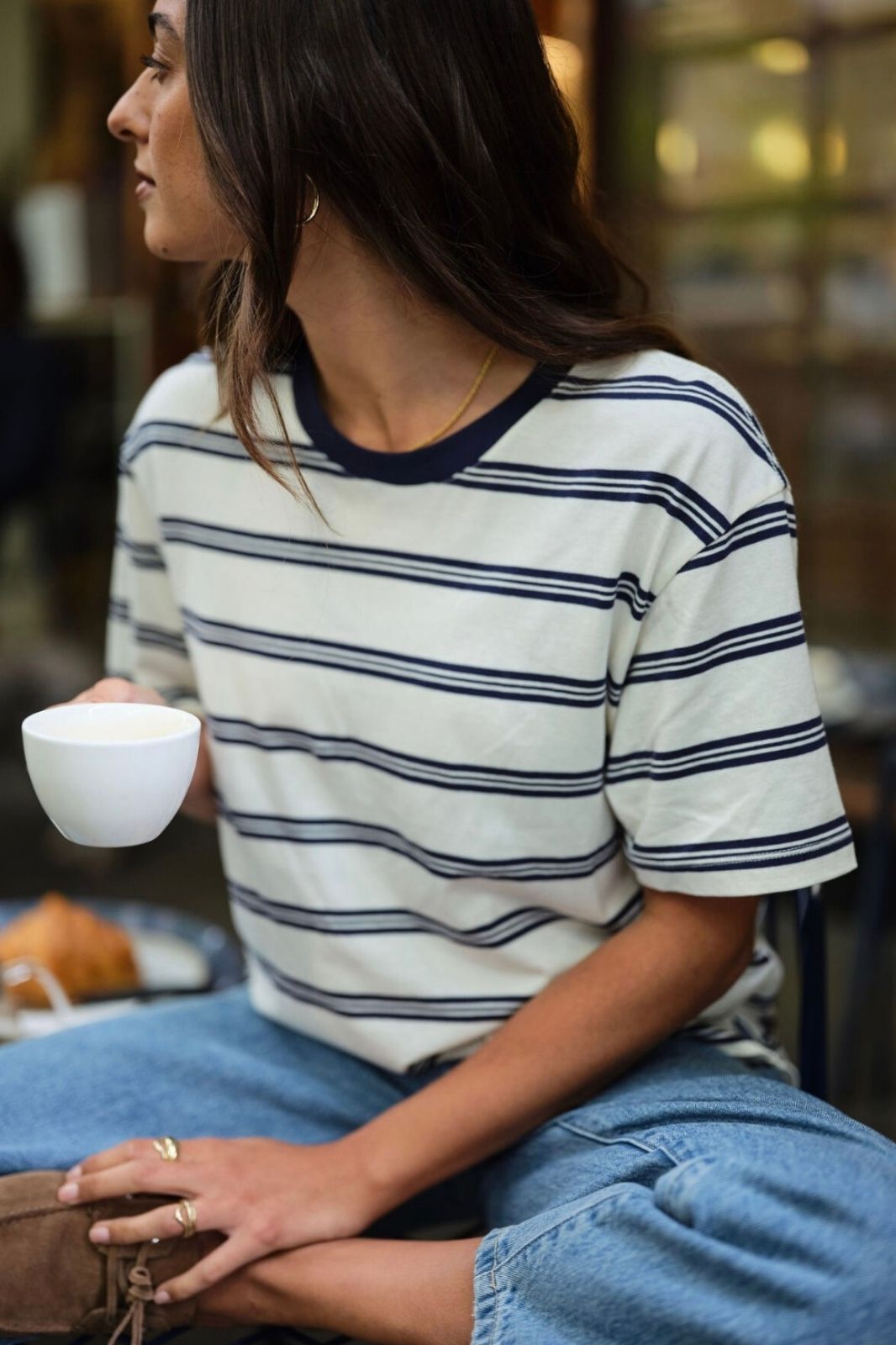 Stevie Slouchy Tee | Milk Heritage Navy Stripe