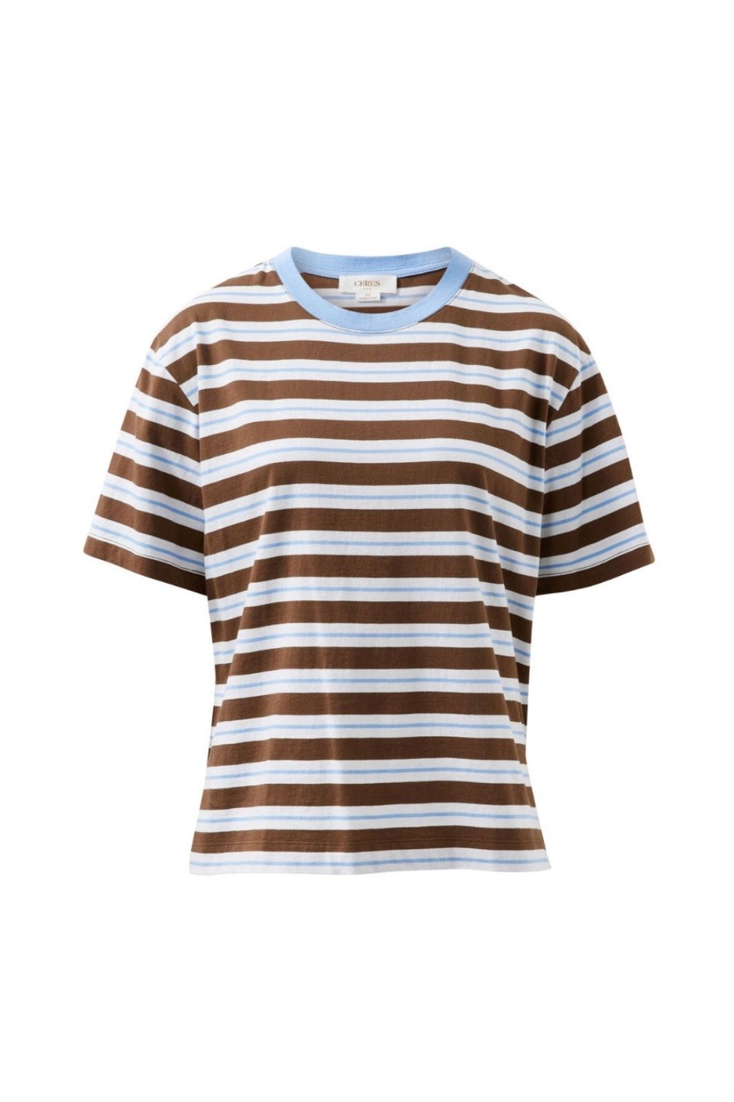 Stevie Slouchy Tee | Cocoa Sky Blue Stripes