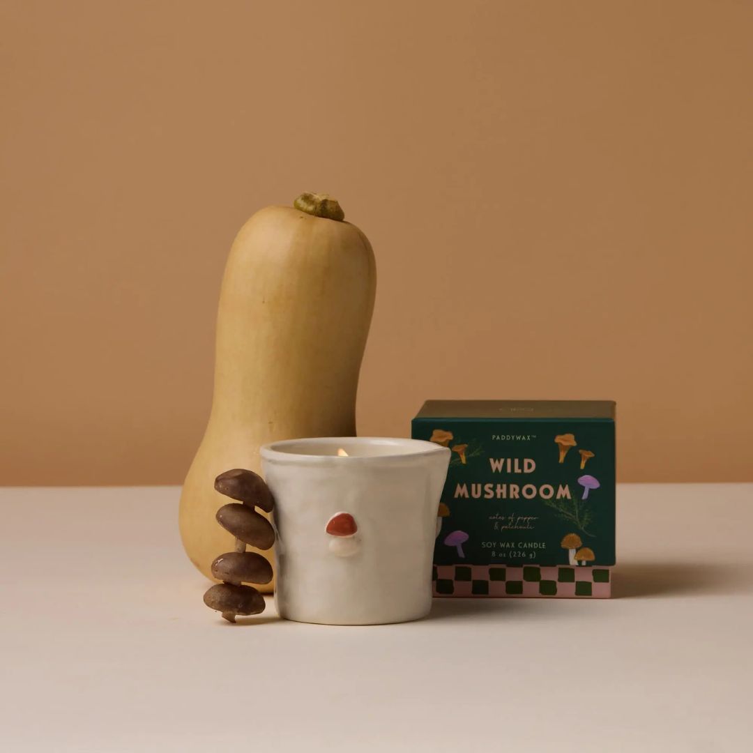 Bistro Mushroom Embossed Ceramic Candle | Wild Mushroom