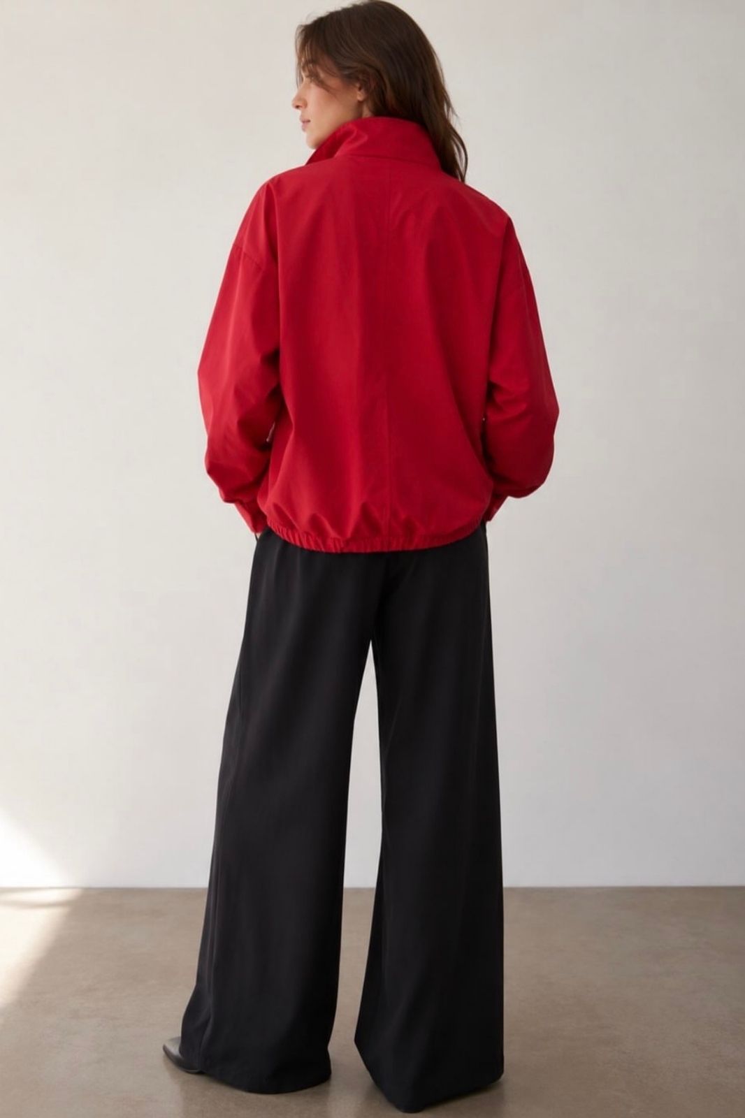 Funnel Zip Through Bomber Jacket | Red
