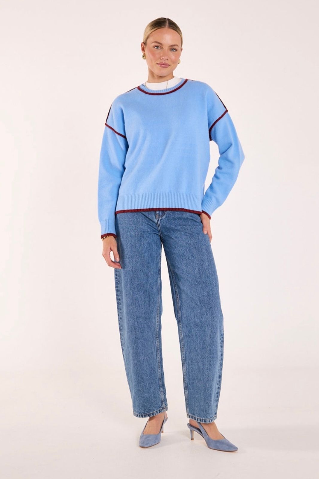 Margot Contrast Knit | Blue &amp; Wine