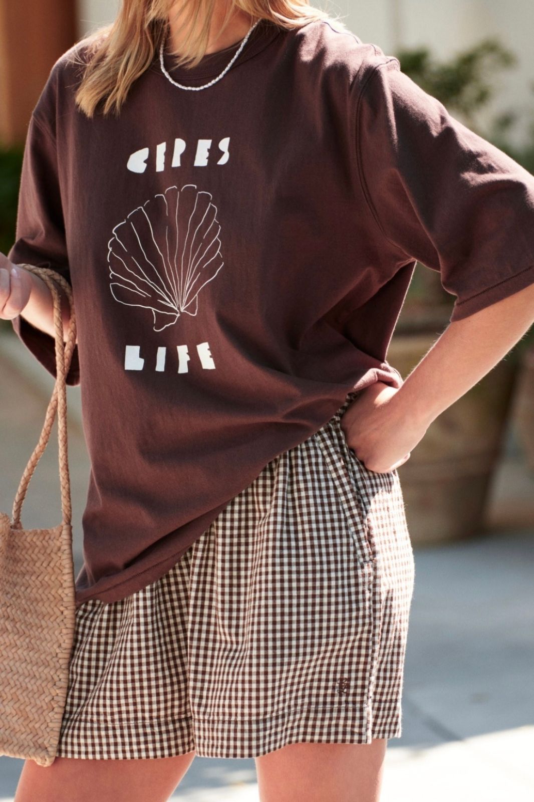 Luna Oversized Tee | Brunette/Milk Shell