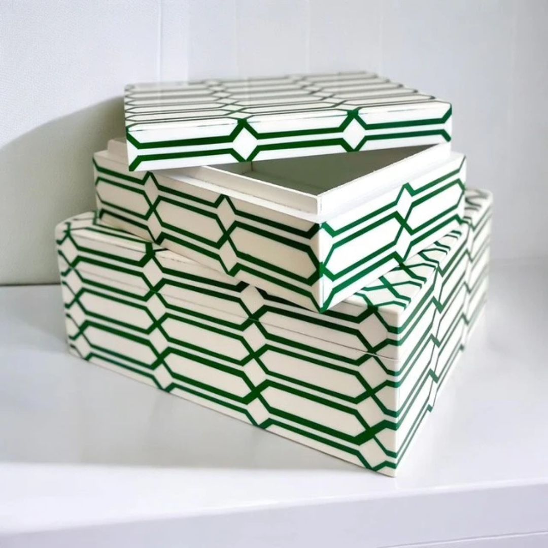 Moss Green Links Resin Box | Large