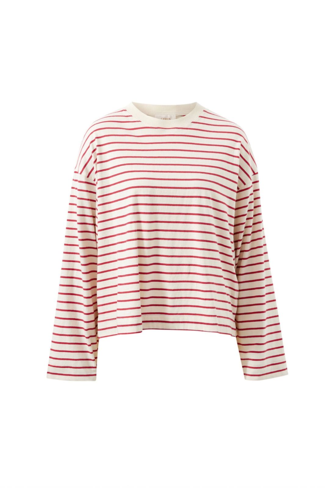Beau Long Sleeve Slouchy Tee | Buff/Red Stripe