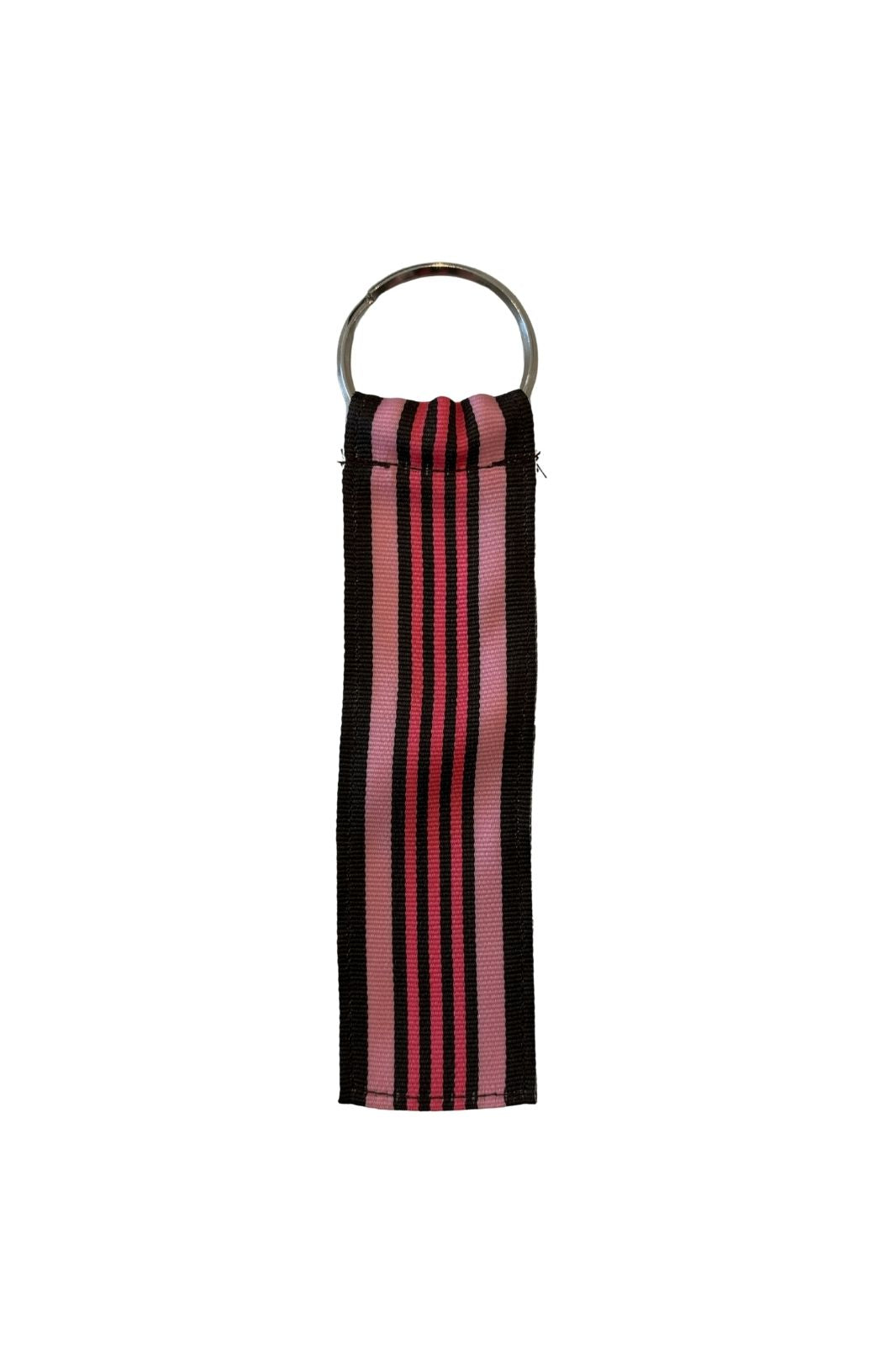 Grosgrain Key Rings | Pink &amp; Chocolate Stripe