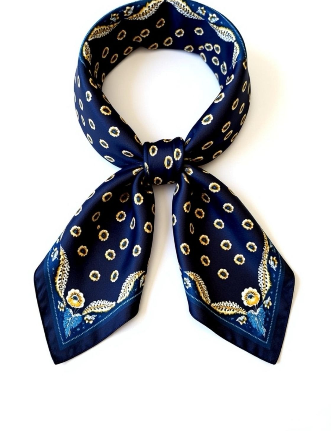 Scarf | Navy with Turquoise + Yellow Floral