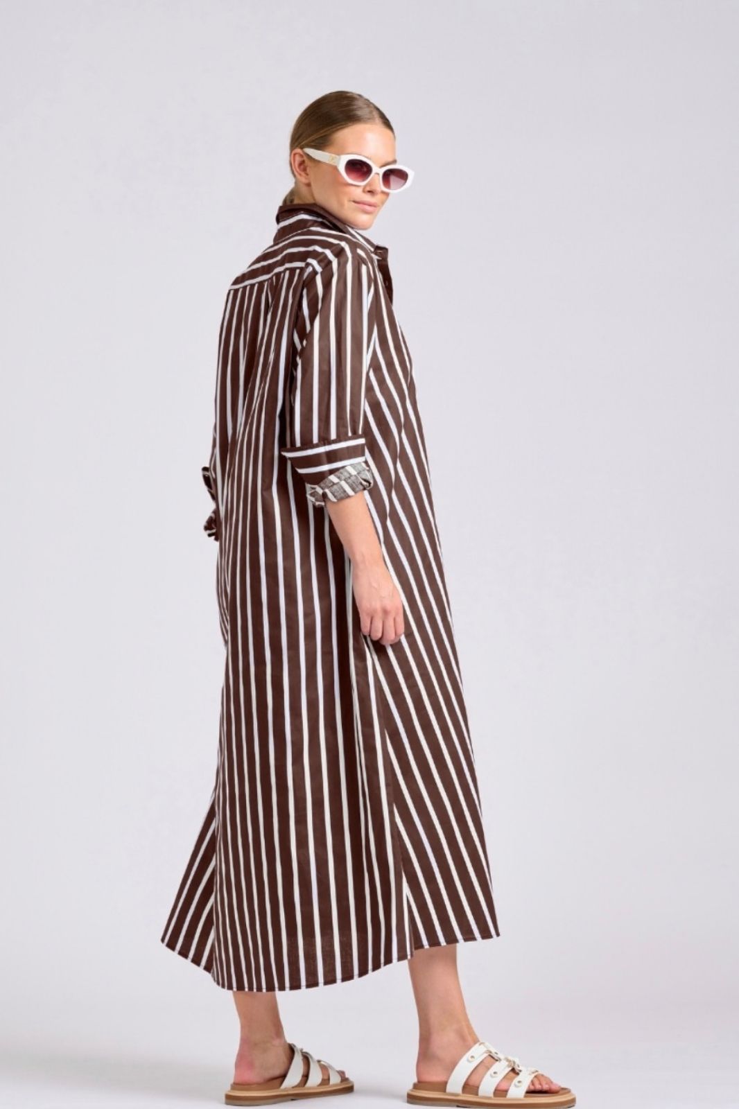 Luna Oversized Dress | Chocolate Thick Stripe