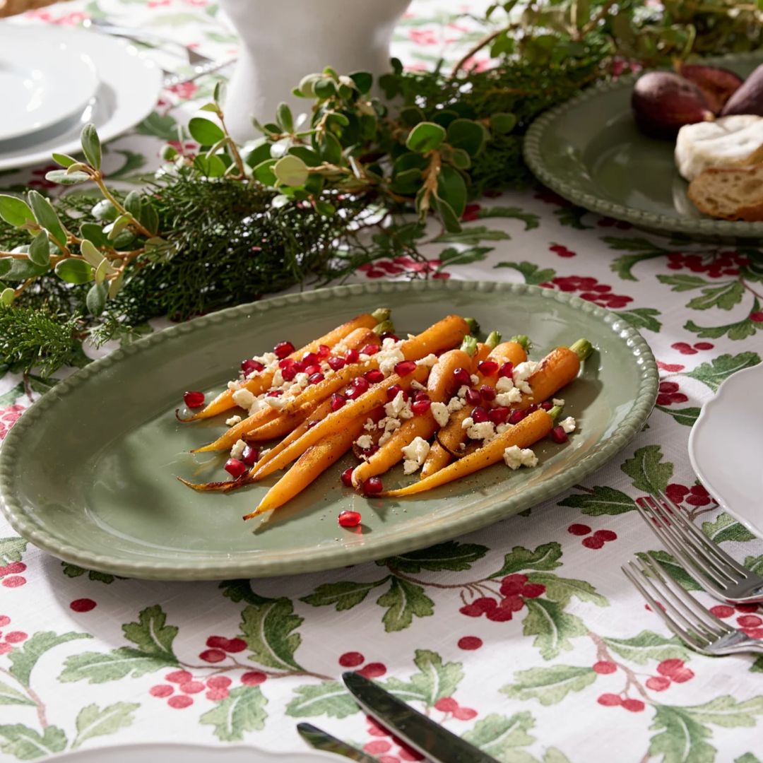 Celeste Green Bobble Oval Platter