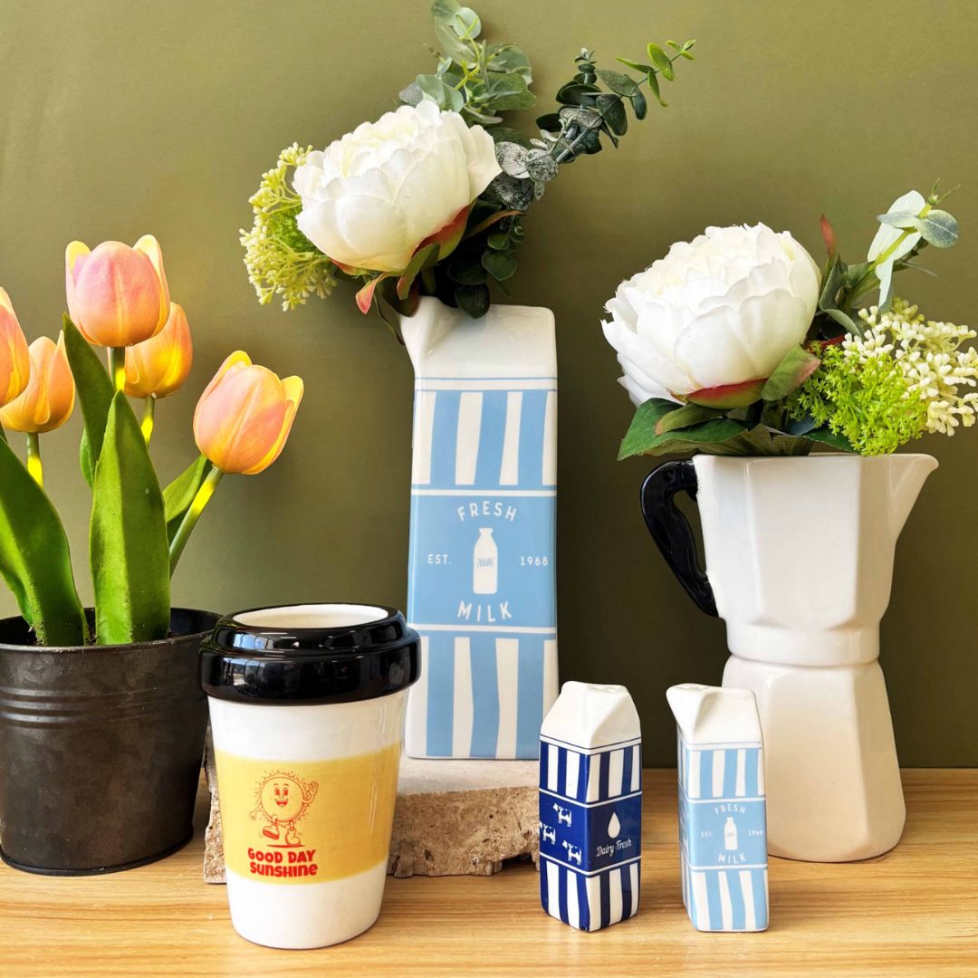 Milk Carton Salt &amp; Pepper Shakers | Blue 6cm