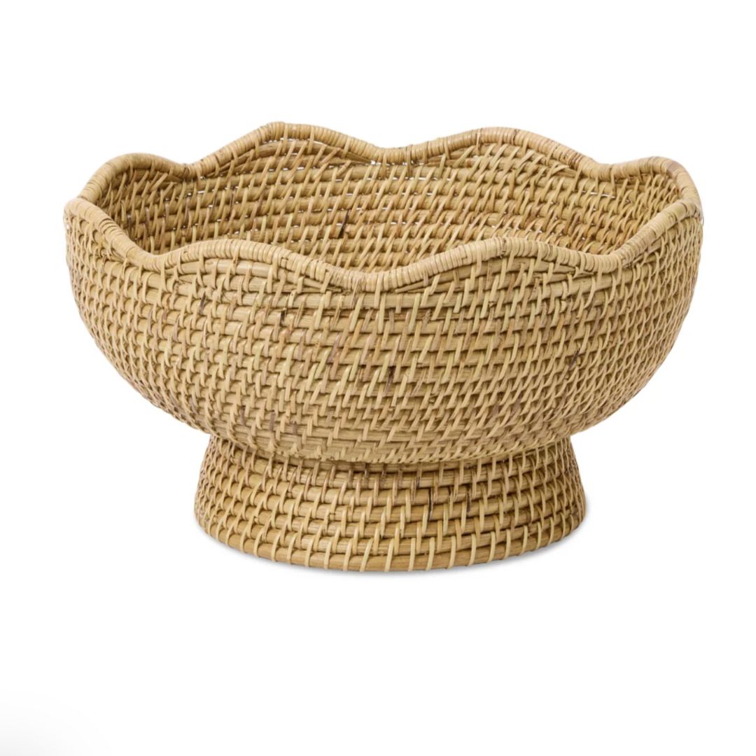 Rattan Pedestal Fruit Bowl