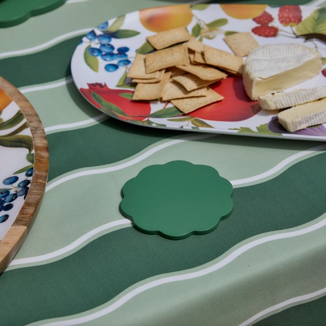 Scallop Wood Coaster | Green