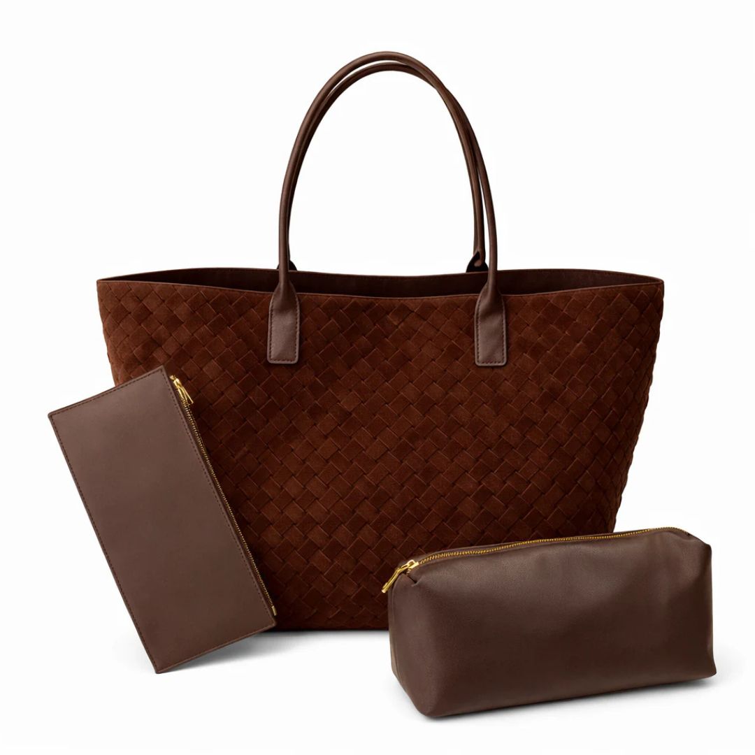 Monica Chocolate Suede Tote Bag