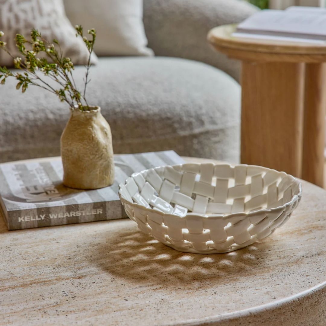 Woven Ceramic Bowl | White