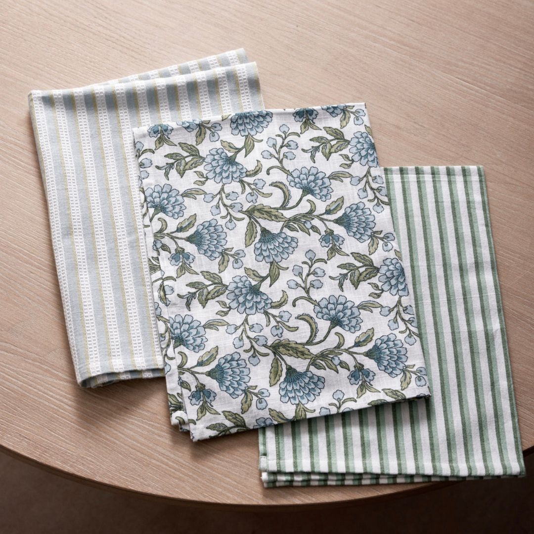 Tea Towel Pack 3 | Georgia Blue Green
