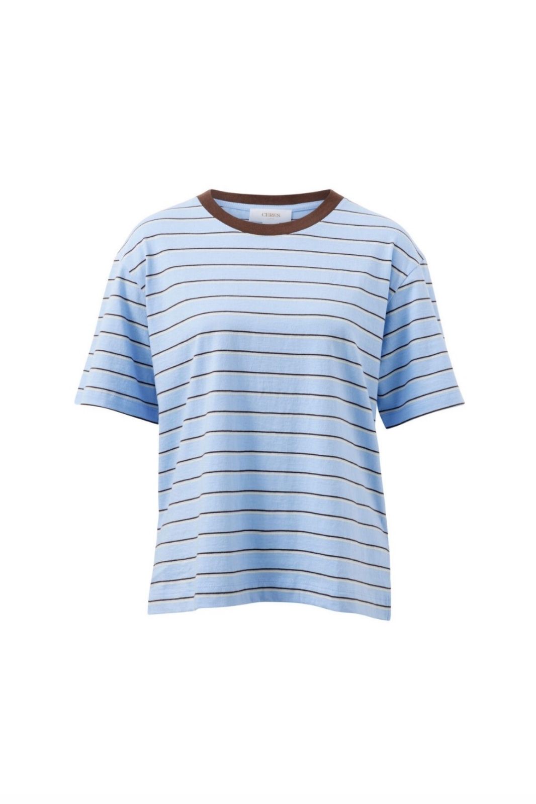Stevie Slouchy Tee | China Blue/Choc Butter Stripe