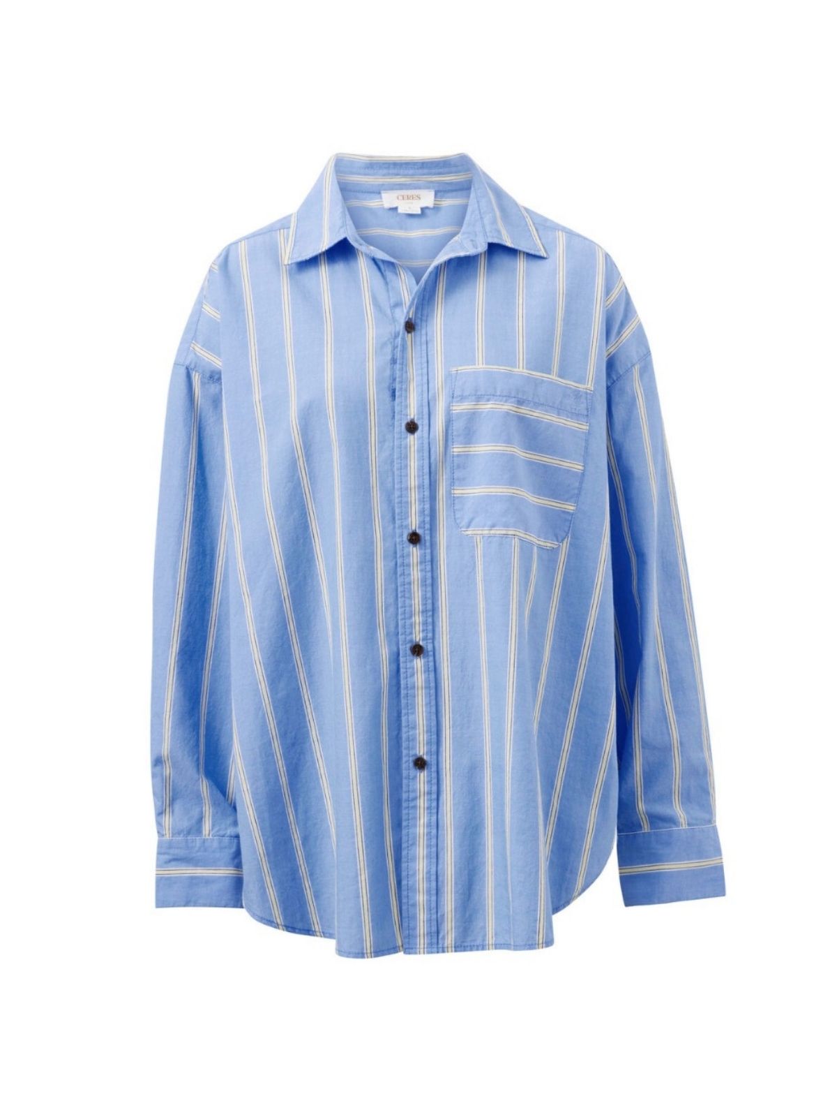 Peta Oversized Shirt | Bay Blue Butter Yellow Stripe