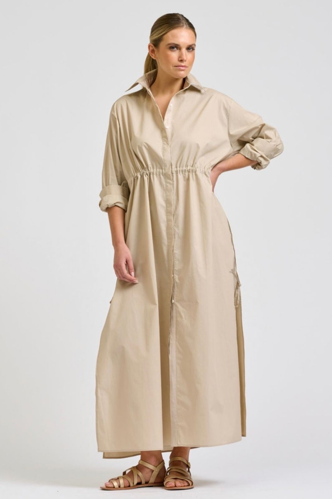 Brooke Maxi Shirtdress | Biscuit