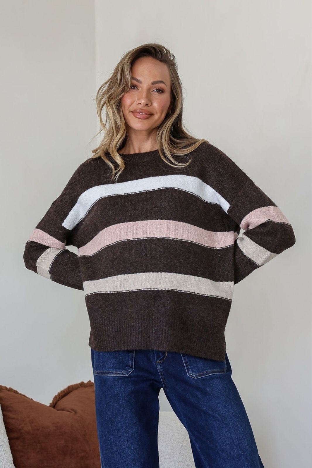 Stripe Aspen Knit | Chocolate Stripe