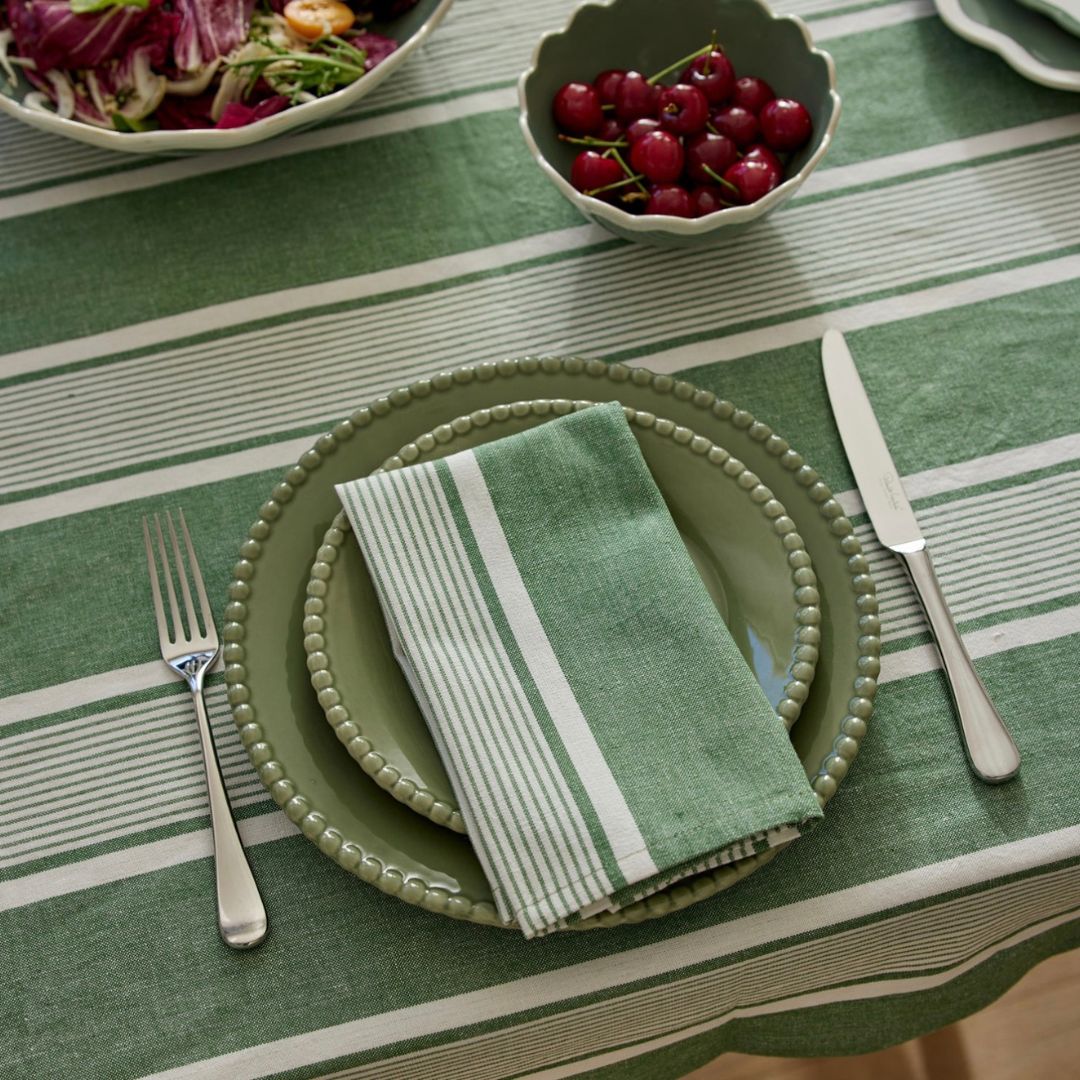 Avery Spruce Green Stripe Napkin Set
