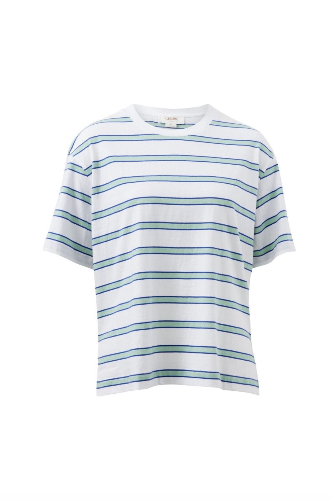 Stevie Slouchy Tee | White &amp; Seafoam Stripe