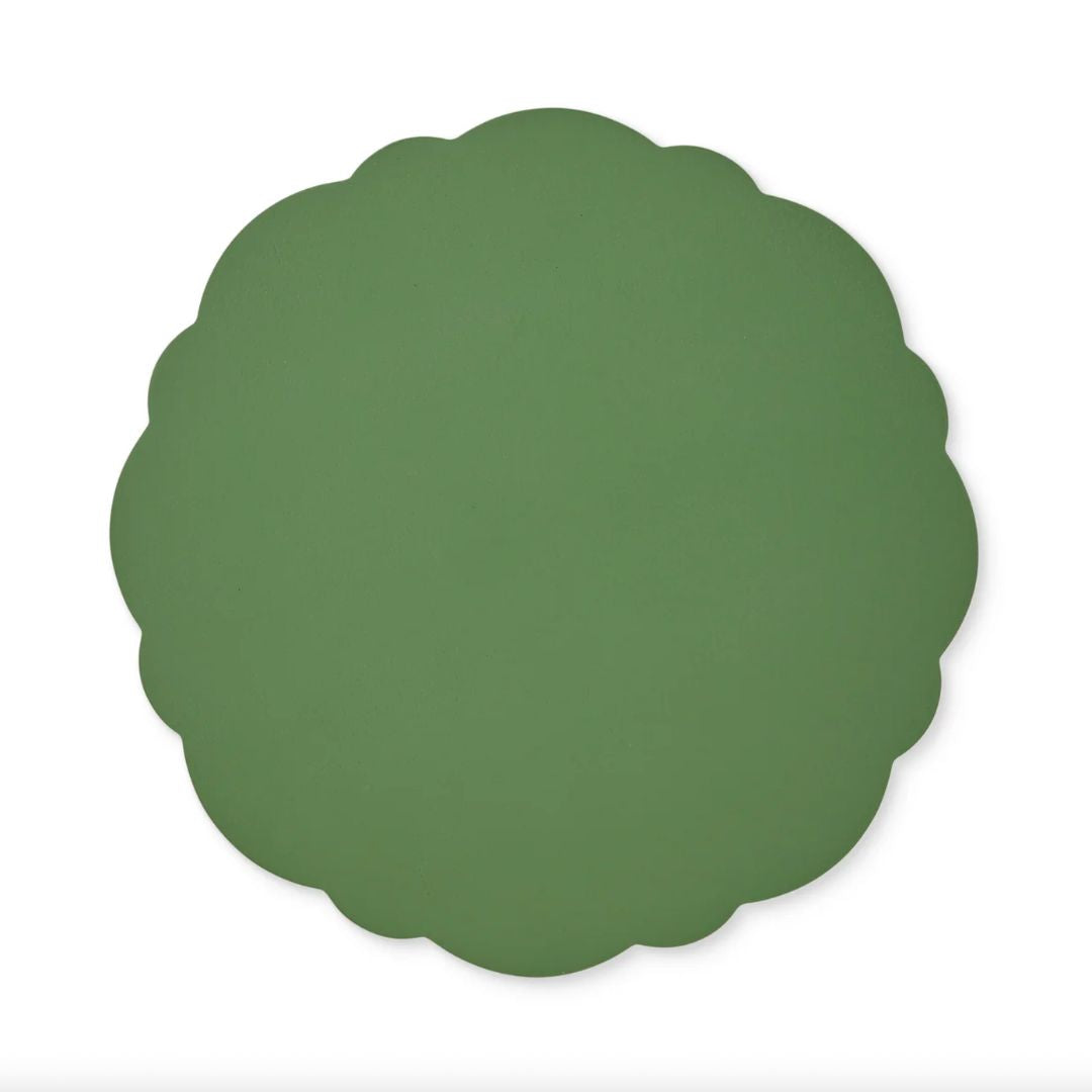 Scallop Wood Charger Plate | Green