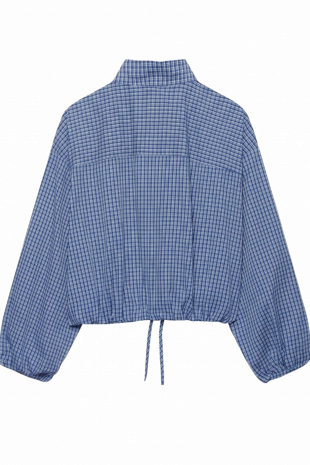 Gingham Drawstring Jacket | Blue Check