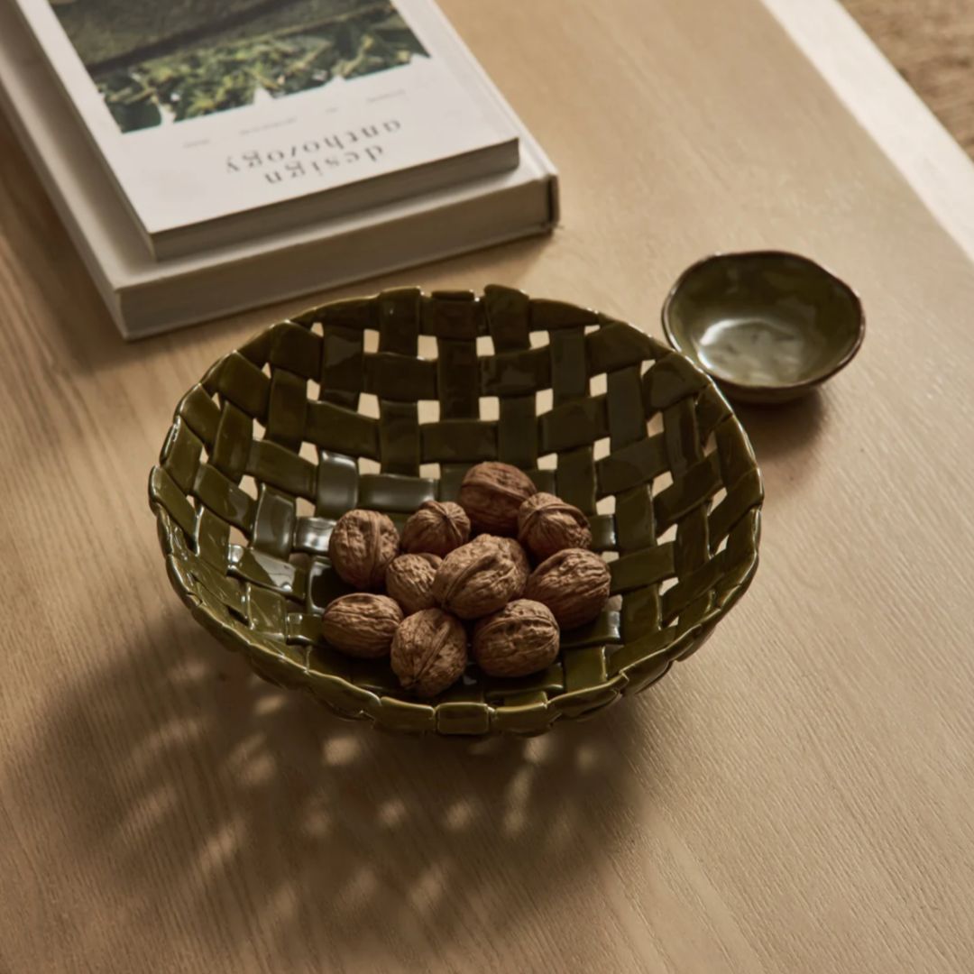 Woven Ceramic Bowl | Green