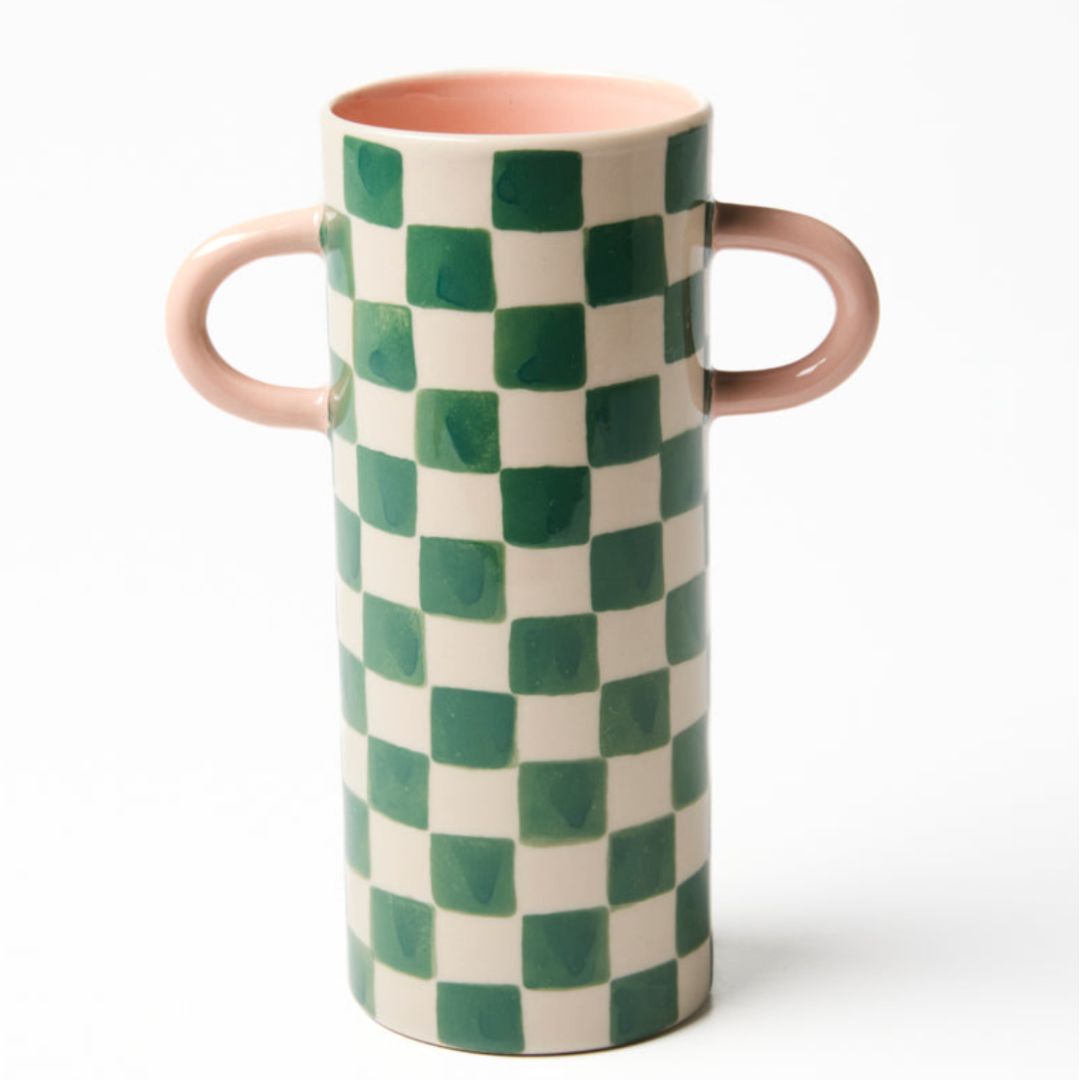 Griffe Green Check Bud Vase
