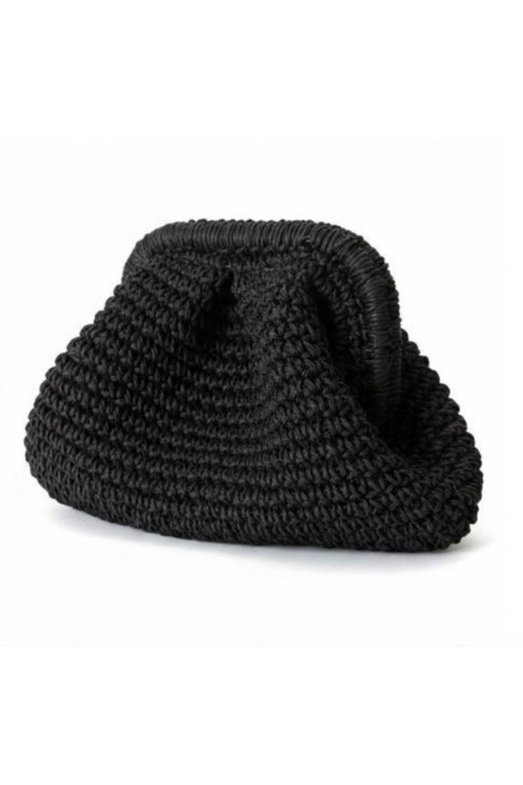 Black Raffia Metallic Clutch