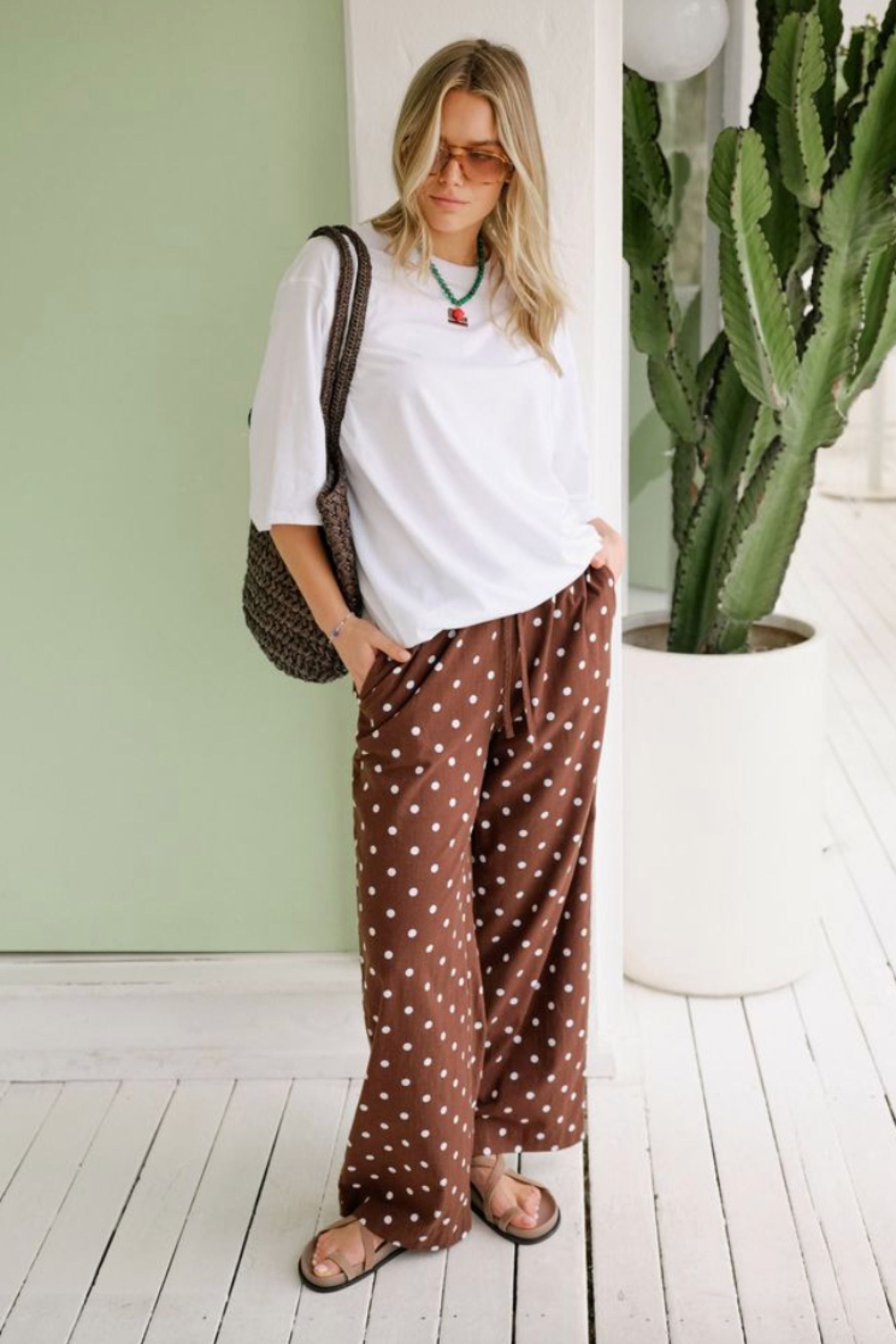 The Resort Pant | Choc Polka Dot