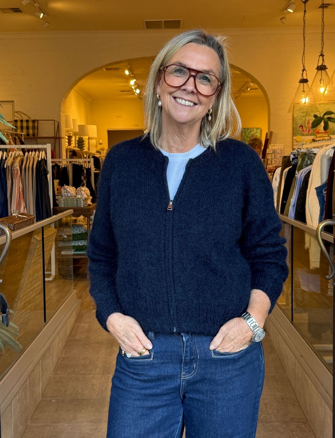 Luxe Mohair Bomber | Navy