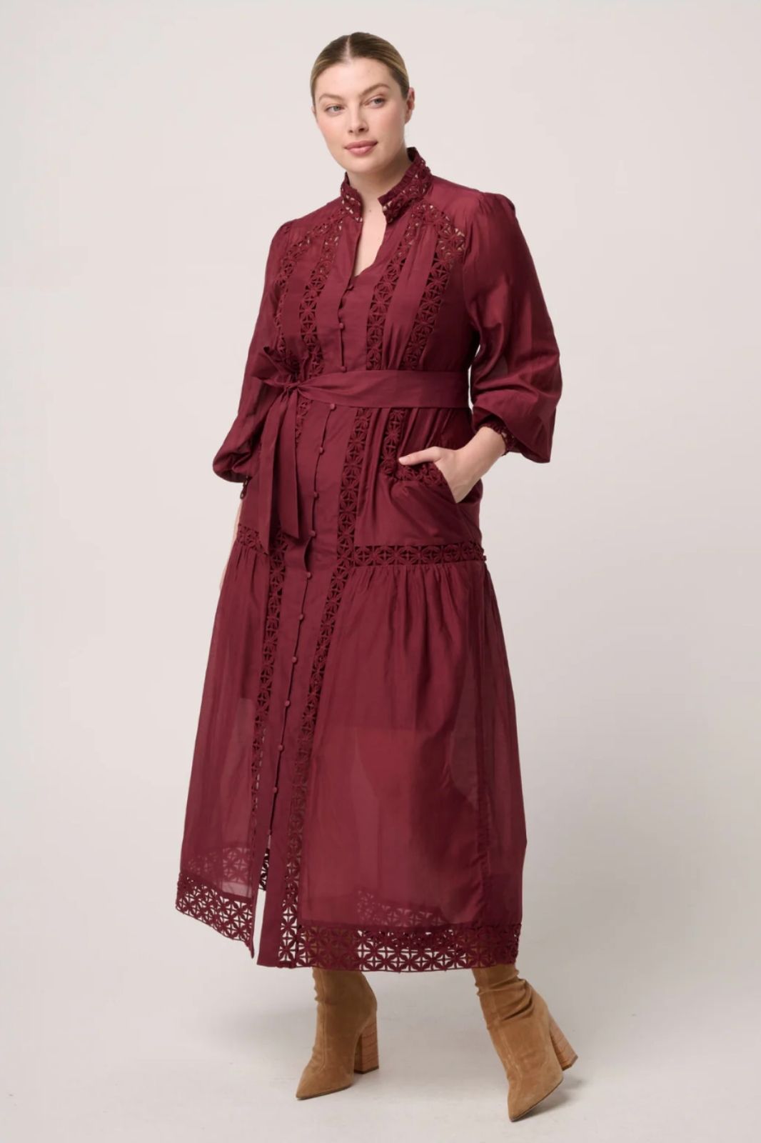 Cascadian Cotton Silk Maxi Dress | Bordeaux