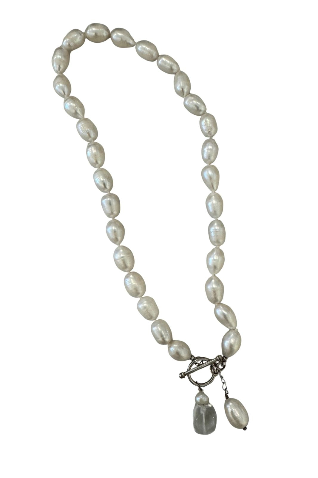 Natural Baroque Pearl Necklace With Silver Clasp &amp; Charms | 44cm