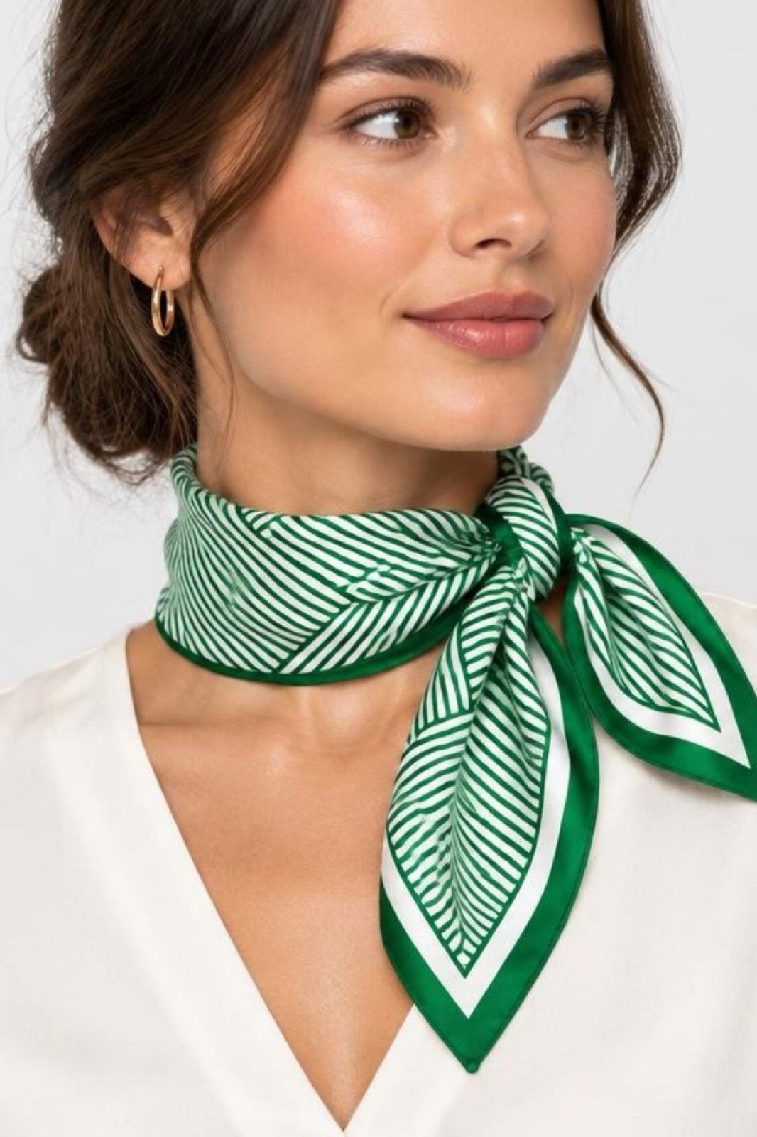 Scarf | Cream with Green Stripe