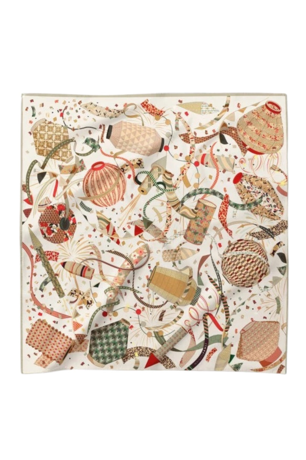 Silk &amp; Cotton Scarf | Lanterns Red 70 x 70cm