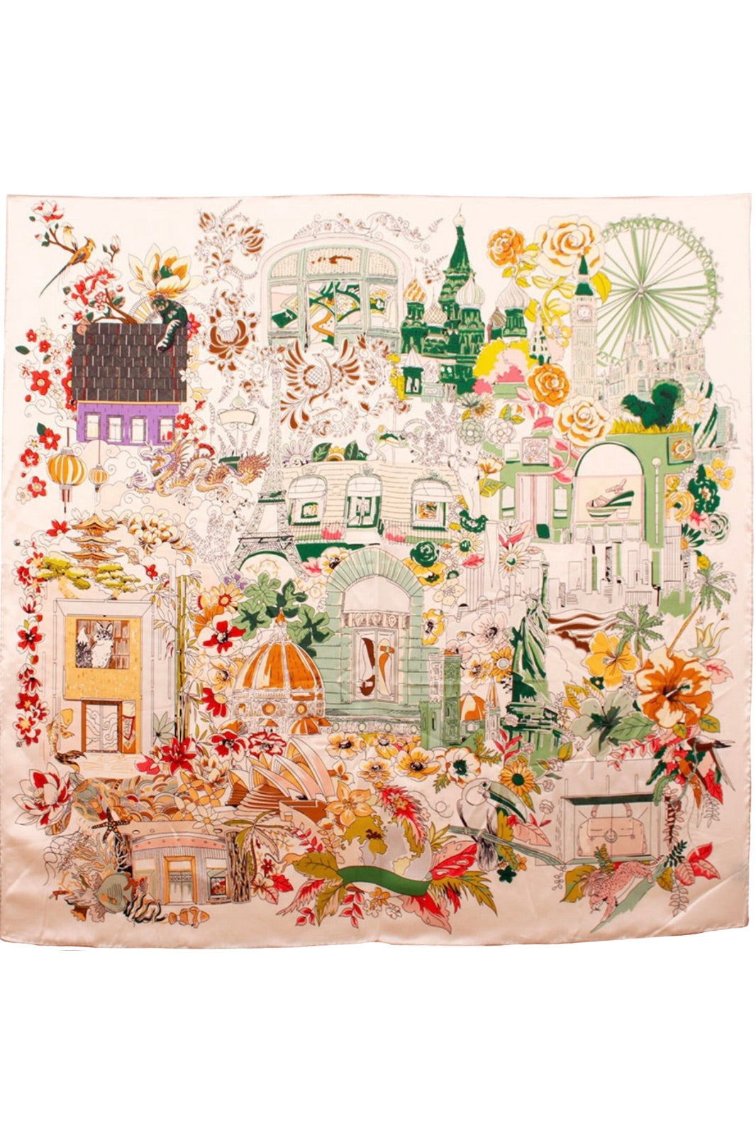 Silk Scarf | Romantic Paris Cream 50 x 50cm