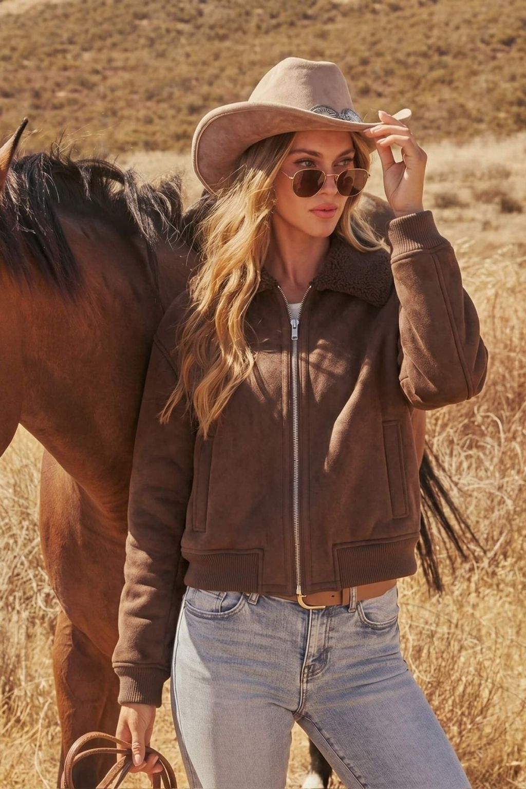 Sherpa Lined Bomber Jacket | Chocolate