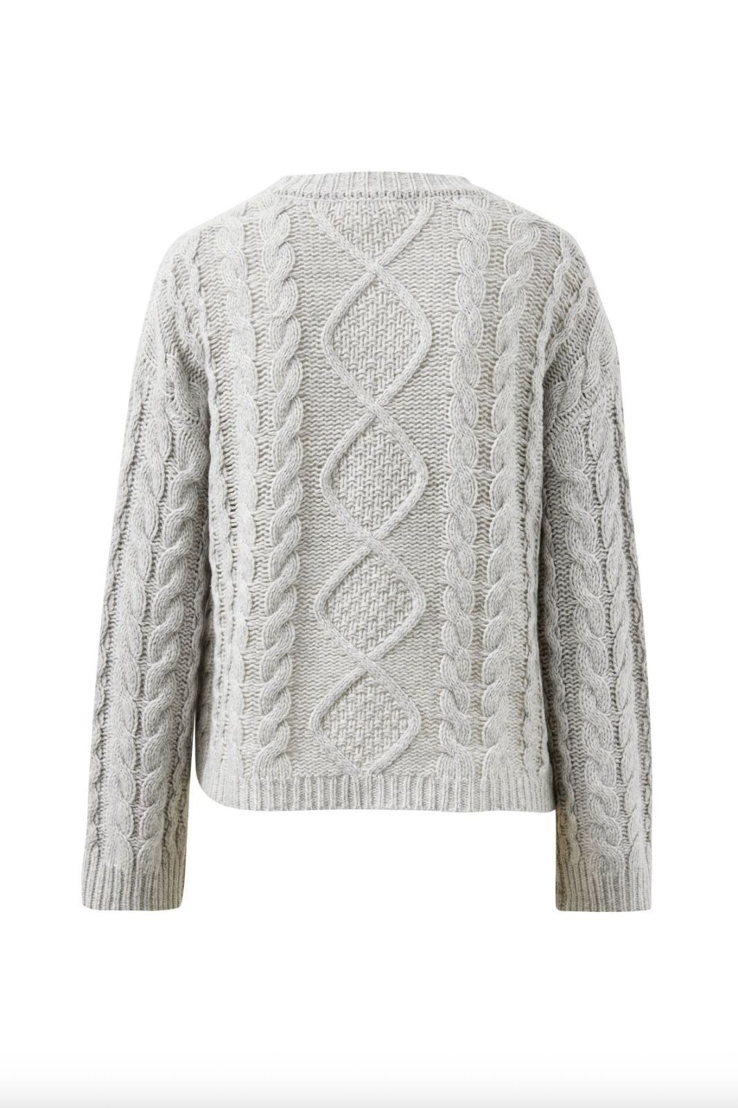 Enid Cable Knit Henley | Silver Marle