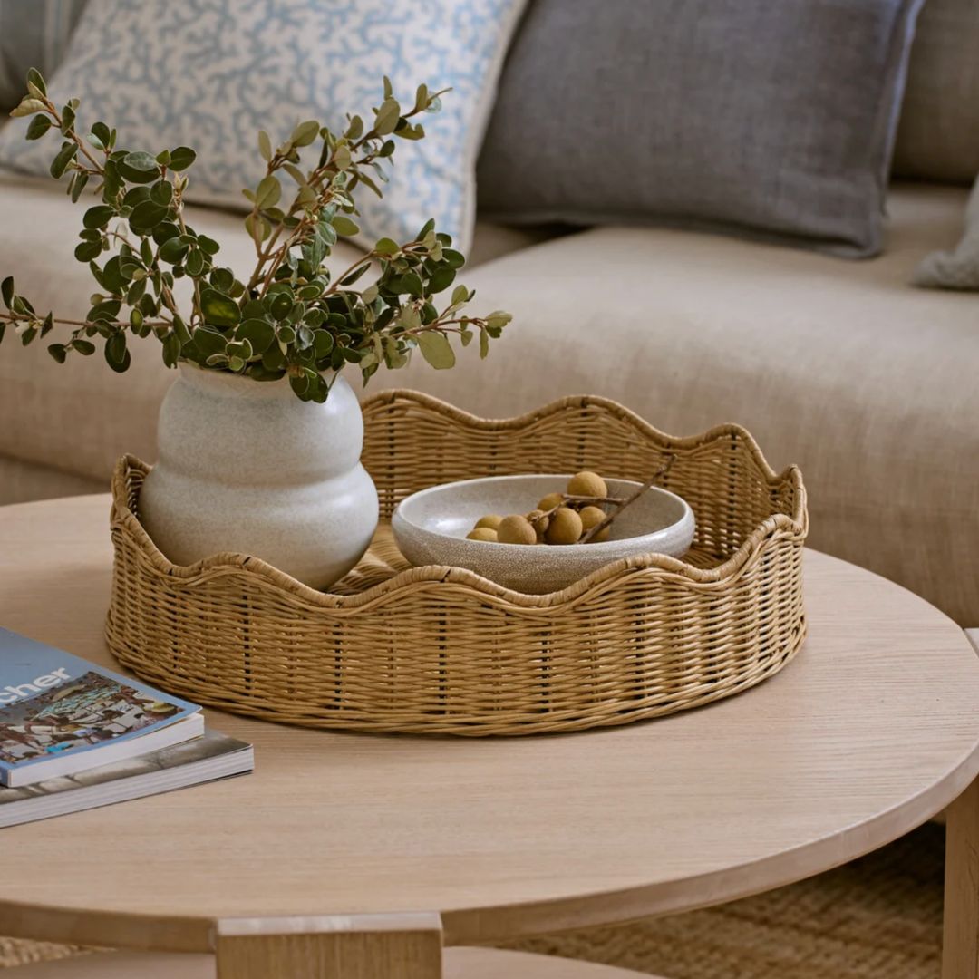 Mali Natural Round Wavy Tray