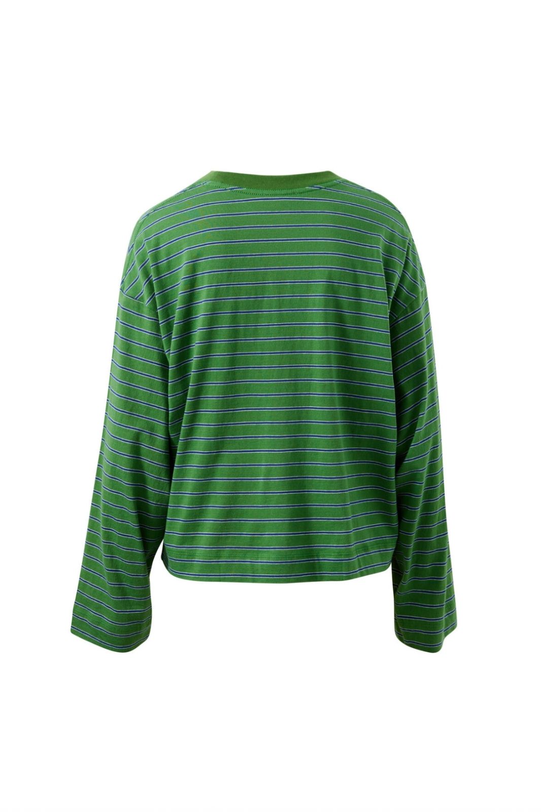 Beau Long Sleeve Slouchy Tee | Basil/Prussian Blue Stripe