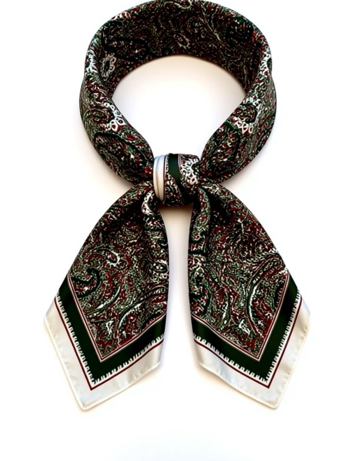 Scarf | Olive Green + Terracotta Paisley