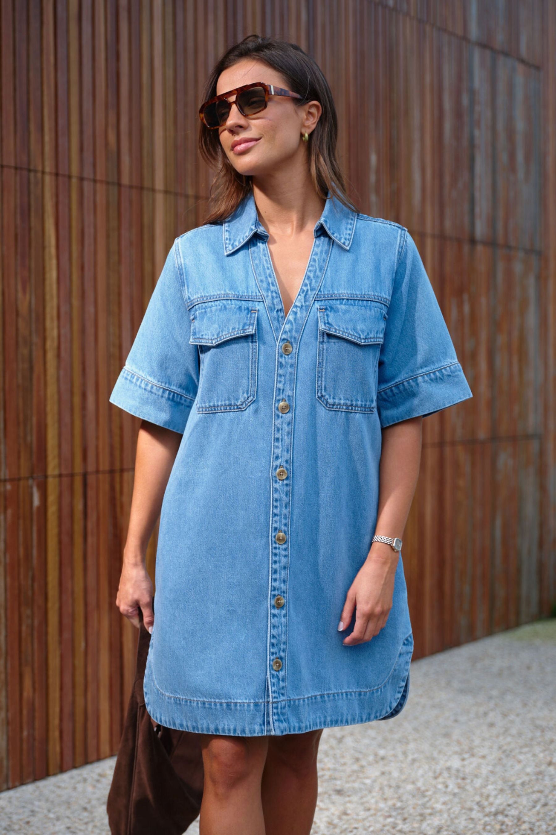 Sammy Relaxed Shirt Dress | Mid Vintage Blue