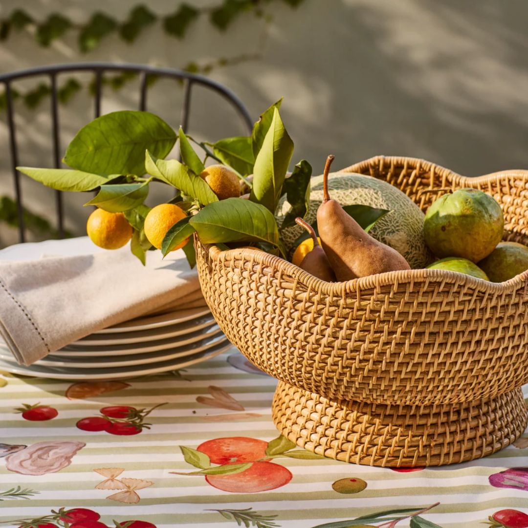 Rattan Pedestal Fruit Bowl