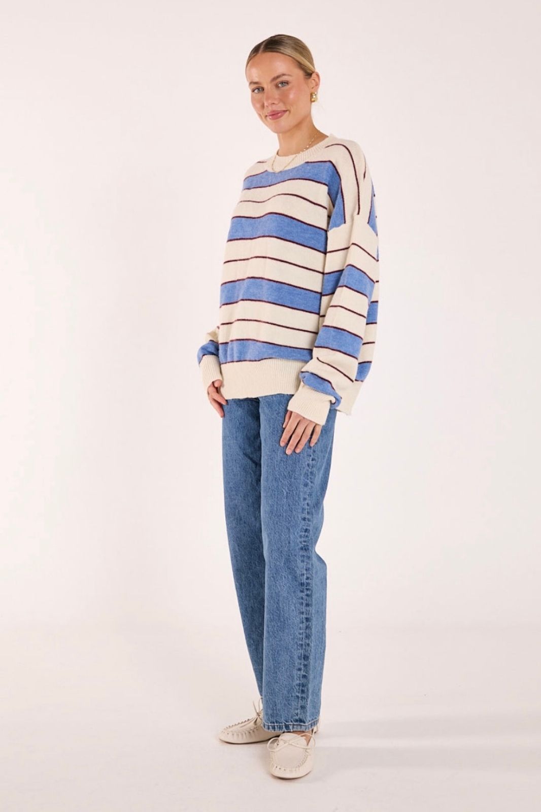 Holly Knit | Cream Cobalt Stripe